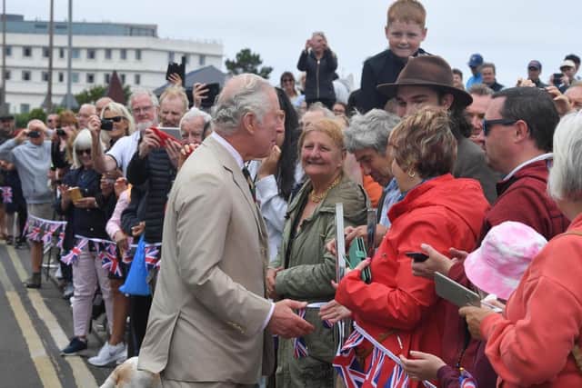 King Charles on his visit to Morecambe and the Winter Gardens earlier this year.