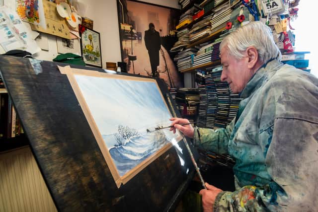 Yorkshire Artist Ashley Jackson, aged 82, in his studio in Holmfirth
Picture James Hardisty