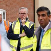 Prime Minister Rishi Sunak and Michael Gove, Minister for Levelling Up, Housing and Communities, during a visit to a housing development. PIC: Joe Giddens/PA Wire