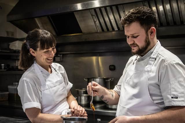 Callum Leslie with Alice Power head chef of the Black Swan Oldstead