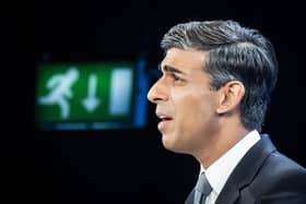 Prime Minister Rishi Sunak delivers his keynote speech at the Conservative Party annual conference at Manchester Central convention complex. Picture: Danny Lawson/PA Wire