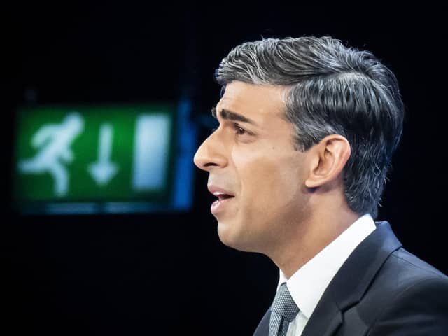 Prime Minister Rishi Sunak delivers his keynote speech at the Conservative Party annual conference at Manchester Central convention complex. Picture: Danny Lawson/PA Wire