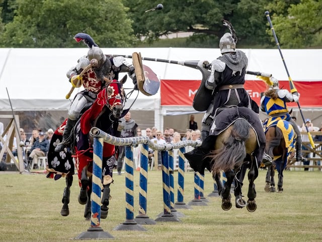 Chatsworth Country Fair 2025 - Jousting performance in the grand arena by Knights of Middle England Jousting. By Marisa Cashill. August 30th 2025.