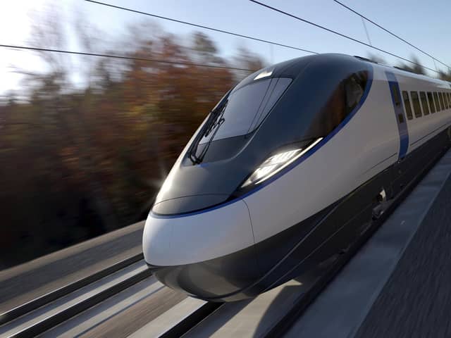 An early visualisation of a HS2 train. The "final decision" to axe HS2's northern leg was taken during Tory conference. PIC: HS2/PA Wire