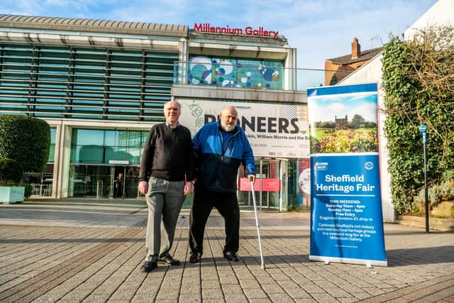 Sheffield Heritage Fair held this weekend at Millennium Gallery, Sheffield. Pictured David Templeman, and Ron Clayton, organizer of the event. Picture By Yorkshire Post Photographer,  James Hardisty.