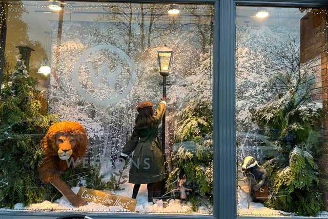 The Narnia-themed window at Weetons in Harrogate