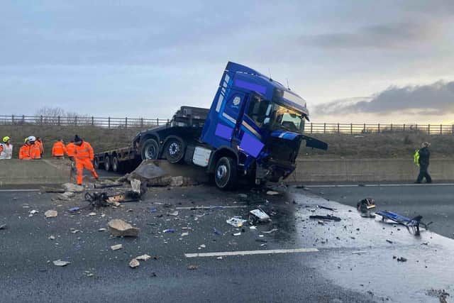 National Highways released these images of a crash on the A1M between J51 (Leeming Bar) and J52 (Catterick)
