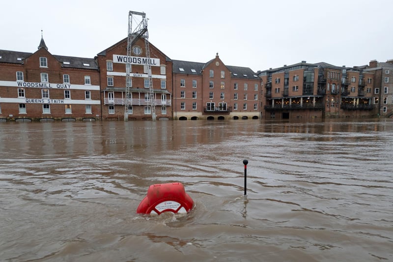 Further flooding is expected in York at Naburn Lock and riverside properties through the city from Lendal Bridge to Millennium Bridge, including King’s Staith and Queen’s Staith.
Photo: Danny Lawson/PA Wire