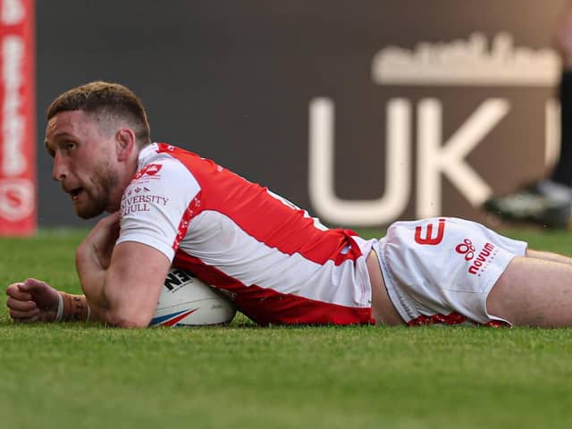 Treble trouble: Hull Kingstone Rovers' Ethan Ryan scored a hat-trick of tries as the Super League side eased past Batley. (Picture: Paul Currie/SWpix.com)