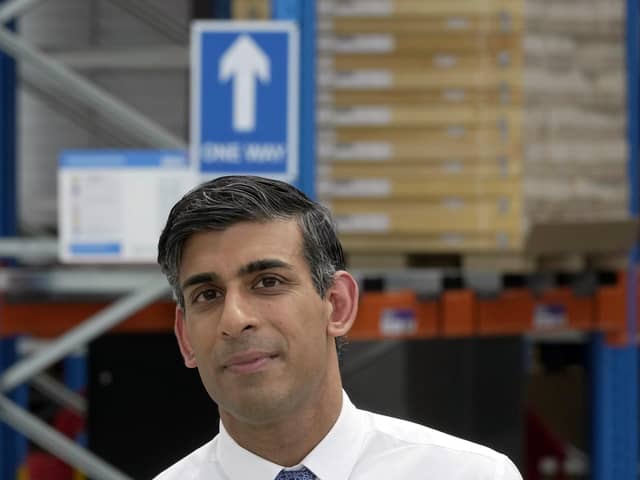 Prime Minister Rishi Sunak during a PM Connect event at the IKEA distribution centre in Dartford, Kent. Picture: Kin Cheung/PA Wire
