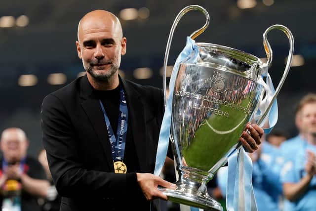 GLORY DAYS: Manchester City manager Pep Guardiola with the UEFA Champions League Trophy following victory over Inter Milan in the UEFA Champions League Final in Istanbul. Picture: Nick Potts/PA