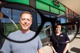 Glenn Denny (left) was diagnosed with a pituirary tumour after a routine visit to Specsavers.
