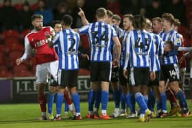 Fleetwood Town's Shaun Rooney (left) reacts after being sent-off during the Sky Bet League One match at Highbury Stadium against Sheffield Wednesday (Picture: Barrington Coombs/PA Wire)