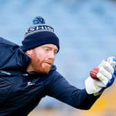 Jonny Bairstow, seen warming up before yesterday's game, took three catches on his return behind the stumps for Yorkshire. Picture by Allan McKenzie/SWpix.com