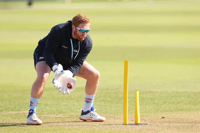 Jonny Bairstow warms up ahead of his comeback (Picture: John Clifton/SWPix.com)