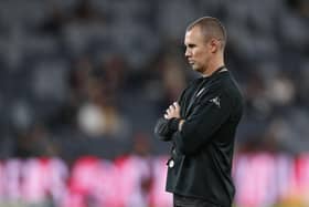 SYDNEY, AUSTRALIA - MAY 01: Kenny Miller assistant coach of the Wanderers looks on prior to the A-League match between Western Sydney Wanderers and Sydney FC at Bankwest Stadium, on May 01, 2021 in Sydney, Australia. (Photo by Jason McCawley/Getty Images)