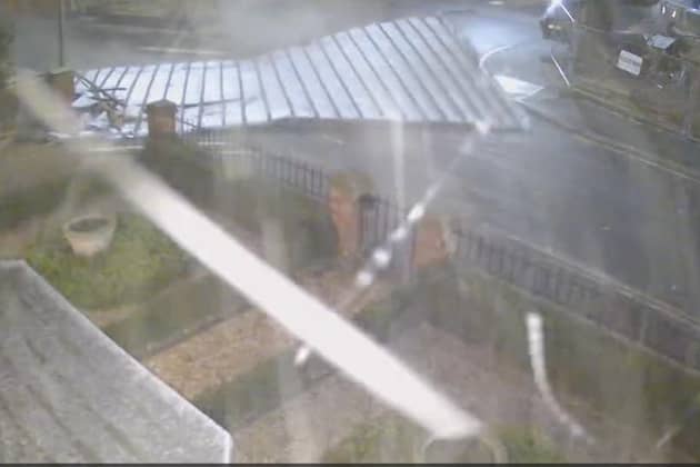 Cameras operated by Christian Woollas Security captured the footage on Sunday evening at the height of the storm.
credit: Christian Woollas Security