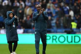 Darren Moore's Huddersfield Town squared off against Bristol City in wet and windy conditions. Image: Tim Markland/PA Wire