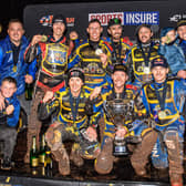 Back-to-back?: Simon Stead, back right, celebrates with his Sheffield Tigers team after they won the Sports Insure Premiership Grand Final against Ipswich Witches last October. (Picture: Ian Charles | MI News)
