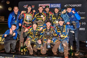 Back-to-back?: Simon Stead, back right, celebrates with his Sheffield Tigers team after they won the Sports Insure Premiership Grand Final against Ipswich Witches last October. (Picture: Ian Charles | MI News)