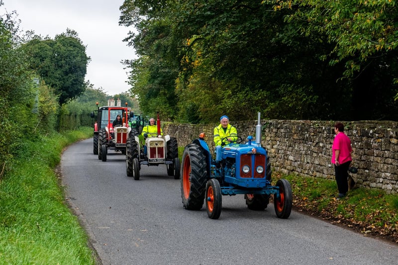 Tractor drivers passing through Coneysthorpe, near Castle Howard as they head for Hovingham