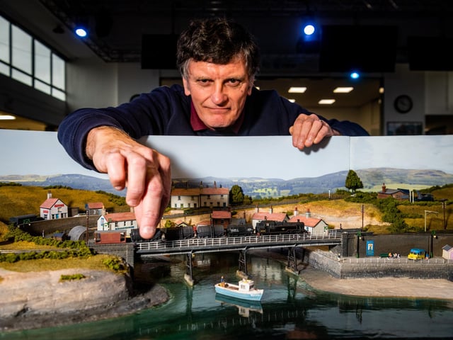 Kevin Smith, of Whitby, with his layout called 'Sandy Bay' of his interpretation of the North Yorkshire Coast.