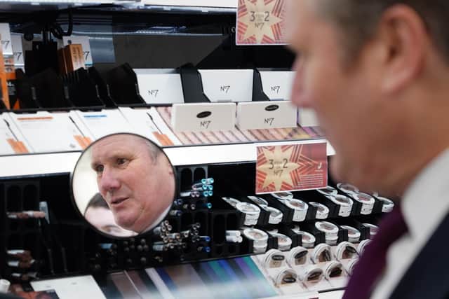 Labour Party leader Sir Keir Starmer during a visit to a Boots pharmacy. PIC: Ian West/PA Wire