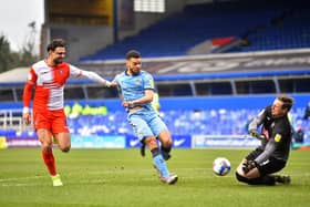 Doncaster Rovers are taking a look at former Coventry City forward Maxime Biamou. Image: Nathan Stirk/Getty Images