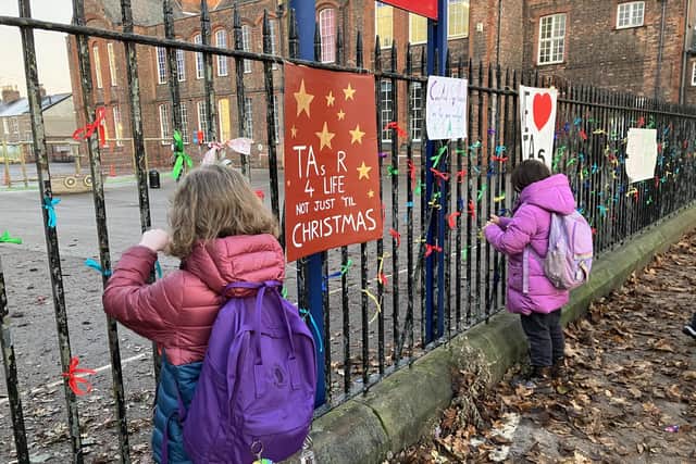 Pupils stage protest against plans to cut teaching assistants’ pay in York