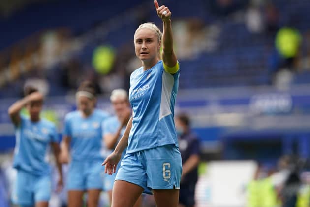 Library image of Manchester City's Steph Houghton. (Photo by Martin Rickett/PA Wire)