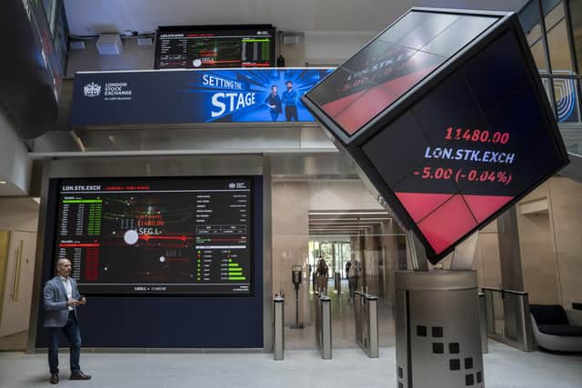 Library image of the London Stock Exchange in the City of London. Earlier this month, pork giant Cranswick tumbled in value after UK supermarkets suspended supplies from one of its farms that has been linked to alleged abuse against pigs.(Photo by Jeff Moore/PA Wire)