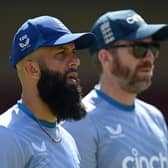 SET FOR RETURN: England's Moeen Ali, stands alongside spin bowling coach Richard Dawson during Thursday's nets session  in Bangalore Picture: Gareth Copley/Getty Images