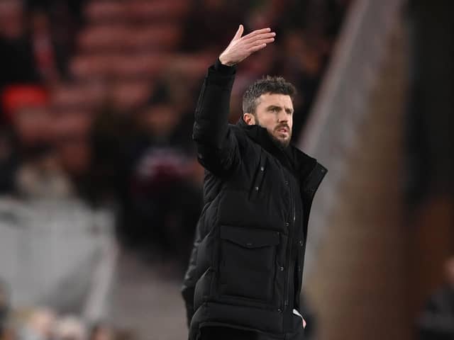 MIDDLESBROUGH, ENGLAND - JANUARY 07: Middlesbrough head coach Michael Carrick reacts on the touchline during the Emirates FA Cup Third Round match between Middlesbrough and Brighton & Hove Albion at Riverside Stadium on January 07, 2023 in Middlesbrough, England. (Photo by Stu Forster/Getty Images)