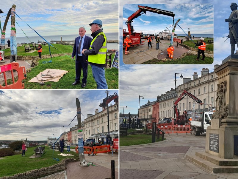 The changing face of Whitby West Cliff - the whale bones have gone, ready to make way for bronze replicas.