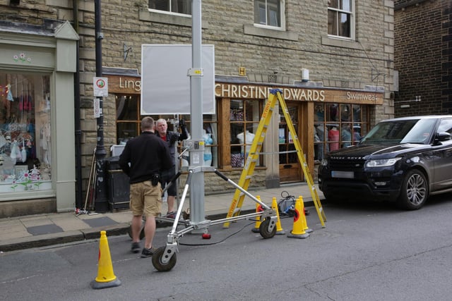 Filming in Crown Street, Hebden Bridge for the second series of Happy Valley.