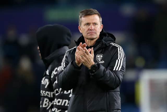 LEEDS, ENGLAND - DECEMBER 16: Leeds United manager Jesse Marsch looks on during the friendly match between Leeds United and Real Sociedad at Elland Road on December 16, 2022 in Leeds, England. (Photo by Jan Kruger/Getty Images)