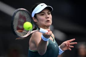 Hitting back: Emma Raducanu of Great Britain in action in Auckland last week as she prepares for the start of the Australian Open and a full schedule in 2024 (Picture: Hannah Peters/Getty Images)