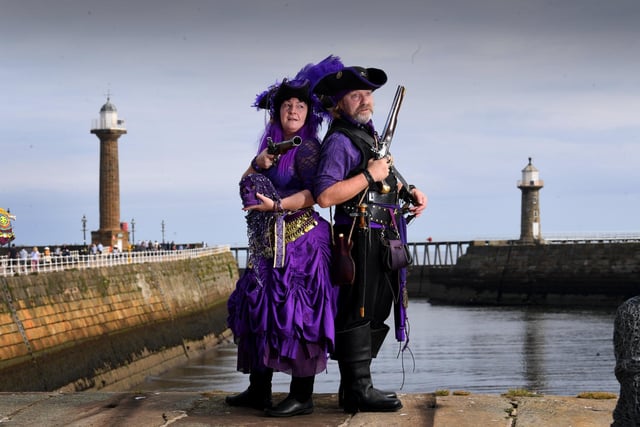 Nichola Lord and Chris Metcalfe pictured at the  Pirate Festival at Whitby. Picture taken by Yorkshire Post Photographer Simon Hulme 2nd September 2023



