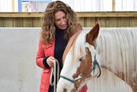 Gaynor Faye and Toffee the horse on Our Great Yorkshire Life. (Pic credit: Channel 5)