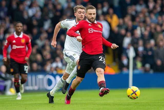 Luke Shaw, pictured clearing from Patrick Bamford, was deployed as a centre-back and left-back in this game, kept a clean sheet and made the decisive goal for Marcus Rashford (Picture: Bruce Rollinson)