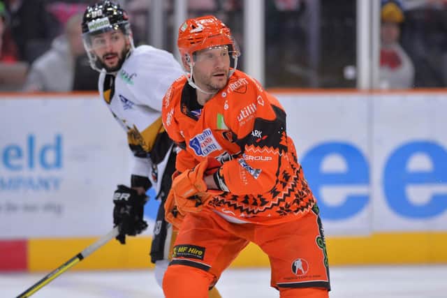 BATTLE AND COMPETE: Sheffield Steelers' captain Jonathan Phillips insists his team is still very much in the Elite League regular season title mix. Picture courtesy of Dean Woolley/Steelers Media/EIHL
