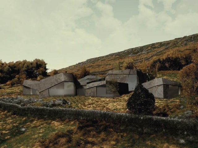 The eco-friendly property, which is due to be built on Heber's Ghyll Drive, in Ilkley, near Bradford, will feature large, irregular-shaped windows, a courtyard and a natural outdoor pool. The home, which is designed to look like large, irregular natural rock formations, was approved by HM Planning Inspectorate after an appeal through the country house clause.