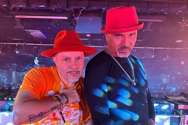Louie Vega with his fellow DJ and long-time friend David Morales.