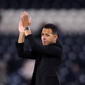 HULL, ENGLAND - AUGUST 25: Liam Rosenior, Manager of Hull City, applauds the fans following the Sky Bet Championship match between Hull City and Bristol City at MKM Stadium on August 25, 2023 in Hull, England. (Photo by George Wood/Getty Images)
