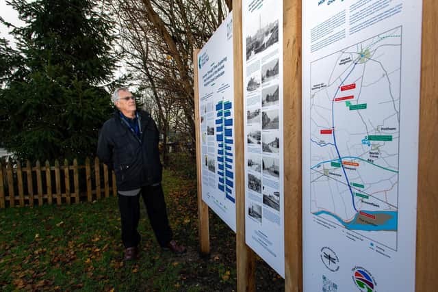 Gordon Shield and the new Market Weighton Canal Trail at Newport bridge.
Picture Bruce Rollinson
27 November 2023.