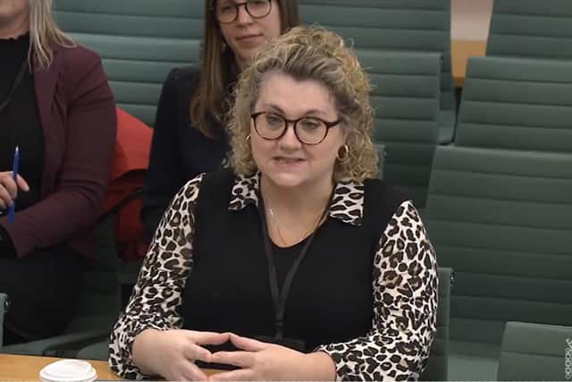 Screen grab taken from Parliament TV of Lisa Squire, the mother of Libby Squire, giving evidence on British film and high-end television to the Home Affairs Committee at the Houses of Parliament, London. 21-year-old university student Libby was abducted, raped and murdered while walking home from a club in Hull in 2019 and Lisa Squire has been campaigning for earlier intervention and harsher punishments ever since.House of Commons/PA Wire