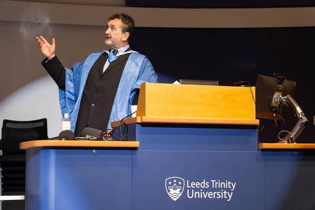 The professor delivers a lecture at the university last month. Photo: Simon Dewhurst