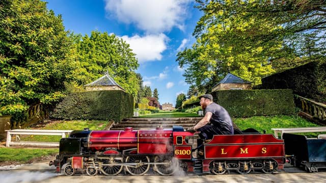 Sunday 19th May 2019
Picture Credit Charlotte Graham
Pictures Shows, Matt Gray , Driver prepares and tests a scale full working Steam locomotive, 10 1/4 gauge, replica of the Royal Scot, after extensive winter maintenance, it has been returned to service today, the Royal Scot, was first seen at Newby Hall in 1971 and was originaly Launched by Lord Louis Mountbatten of Burma, and has been service at Newby Hall ever since
Newby Hall is an 18th-century country house, situated beside the River Ure at Skelton-on-Ure, near Ripon in North Yorkshire, England. It is a Grade I listed building, and contains a collection of furniture, painting, and precious artefacts. The south side of the grounds by the river has extensive herbaceous borders and woodland walks. Also Grade I listed are the Georgian stable block, leased as offices, and to the Church of Christ the Consoler. Newby Hall is open to the public from 21 March until 1 October. MAIL23961