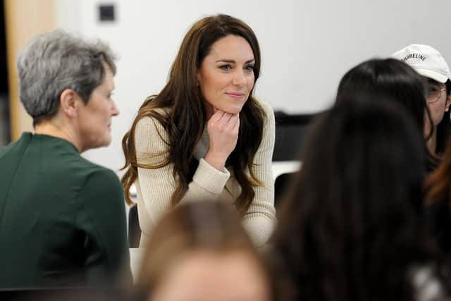 The Princess of Wales chats to students at the University of Leeds, Leeds.  PIC: Simon Hulme