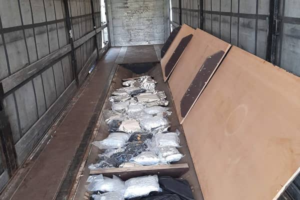 The hidden floor beneath the trailer of the lorry that was stopped near Doncaster
